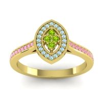 Peridot Fashion Ring In 14k Yellow Gold With Aquamarine And Pink Tourmaline – Sipa Statement Ring