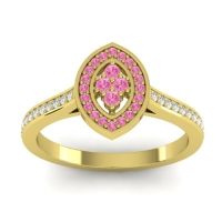 Pink Tourmaline Fashion Ring In 14k Yellow Gold With Lab Diamond – Sipa Statement Ring