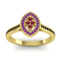 Ruby Fashion Ring In 14k Yellow Gold With Amethyst And Black Onyx – Sipa Statement Ring
