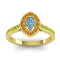 Swiss Blue Topaz Fashion Ring In 14k Yellow Gold With Citrine And Peridot – Sipa Statement Ring