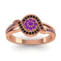 Amethyst Fashion Ring In 14K Rose Gold With Black Onyx And Blue Sapphire – Nidadha Statement Ring