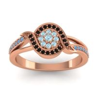 Aquamarine Fashion Ring In 14K Rose Gold With Black Onyx And Swiss Blue Topaz – Nidadha Statement Ring
