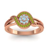 Aquamarine Fashion Ring In 14K Rose Gold With Peridot And Garnet – Nidadha Statement Ring