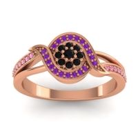 Black Onyx Fashion Ring In 14K Rose Gold With Amethyst And Pink Tourmaline – Nidadha Statement Ring