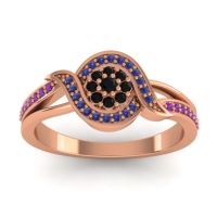 Black Onyx Fashion Ring In 14K Rose Gold With Blue Sapphire And Amethyst – Nidadha Statement Ring