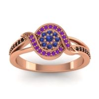Blue Sapphire Fashion Ring In 14K Rose Gold With Amethyst And Black Onyx – Nidadha Statement Ring