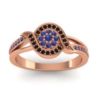 Blue Sapphire Fashion Ring In 14K Rose Gold With Black Onyx – Nidadha Statement Ring