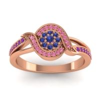 Blue Sapphire Fashion Ring In 14K Rose Gold With Pink Tourmaline And Amethyst – Nidadha Statement Ring