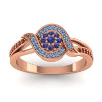 Blue Sapphire Fashion Ring In 14K Rose Gold With Swiss Blue Topaz And Garnet – Nidadha Statement Ring