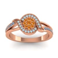 Citrine Fashion Ring In 14K Rose Gold With Aquamarine And Swiss Blue Topaz – Nidadha Statement Ring