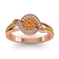 Citrine Fashion Ring In 14K Rose Gold With Lab Diamond And Peridot – Nidadha Statement Ring