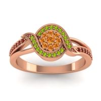 Citrine Fashion Ring In 14K Rose Gold With Peridot And Garnet – Nidadha Statement Ring