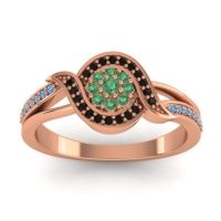 Emerald Fashion Ring In 14K Rose Gold With Black Onyx And Swiss Blue Topaz – Nidadha Statement Ring