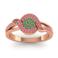 Emerald Fashion Ring In 14K Rose Gold With Pink Tourmaline – Nidadha Statement Ring