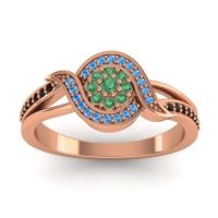 Emerald Fashion Ring In 14K Rose Gold With Swiss Blue Topaz And Black Onyx – Nidadha Statement Ring