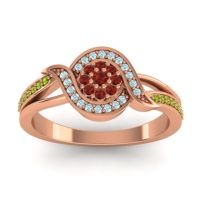Garnet Fashion Ring In 14K Rose Gold With Aquamarine And Peridot – Nidadha Statement Ring