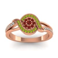 Garnet Fashion Ring In 14K Rose Gold With Peridot And Aquamarine – Nidadha Statement Ring