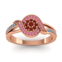 Garnet Fashion Ring In 14K Rose Gold With Pink Tourmaline And Swiss Blue Topaz – Nidadha Statement Ring