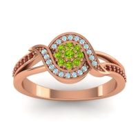 Peridot Fashion Ring In 14K Rose Gold With Aquamarine And Garnet – Nidadha Statement Ring