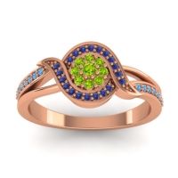 Peridot Fashion Ring In 14K Rose Gold With Blue Sapphire And Swiss Blue Topaz – Nidadha Statement Ring