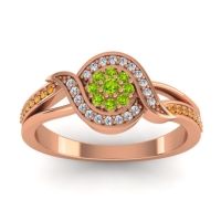 Peridot Fashion Ring In 14K Rose Gold With Lab Diamond And Citrine – Nidadha Statement Ring