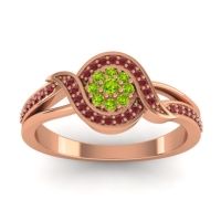 Peridot Fashion Ring In 14K Rose Gold With Ruby – Nidadha Statement Ring