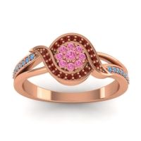 Pink Tourmaline Fashion Ring In 14K Rose Gold With Garnet And Swiss Blue Topaz – Nidadha Statement Ring