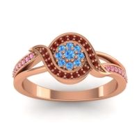 Swiss Blue Topaz Fashion Ring In 14K Rose Gold With Garnet And Pink Tourmaline – Nidadha Statement Ring