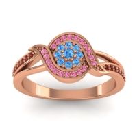 Swiss Blue Topaz Fashion Ring In 14K Rose Gold With Pink Tourmaline And Garnet – Nidadha Statement Ring