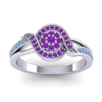 Amethyst Fashion Ring In 14k White Gold With Swiss Blue Topaz – Nidadha Statement Ring