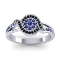 Blue Sapphire Fashion Ring In 14k White Gold With Black Onyx – Nidadha Statement Ring