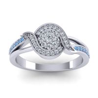 Diamond Fashion Ring In 14k White Gold With Lab Diamond And Swiss Blue Topaz – Nidadha Statement Ring