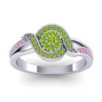 Peridot Fashion Ring In 14k White Gold With Pink Tourmaline – Nidadha Statement Ring