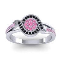 Pink Tourmaline Fashion Ring In 14k White Gold With Black Onyx – Nidadha Statement Ring