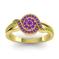 Amethyst Fashion Ring In 14k Yellow Gold With Peridot – Nidadha Statement Ring