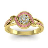 Diamond Fashion Ring In 14k Yellow Gold With Pink Tourmaline – Nidadha Statement Ring