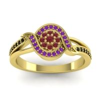 Ruby Fashion Ring In 14k Yellow Gold With Amethyst And Black Onyx – Nidadha Statement Ring