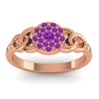 Amethyst Fashion Ring In 18K Rose Gold With Emerald And Lab Diamond – Mekhala Statement Ring