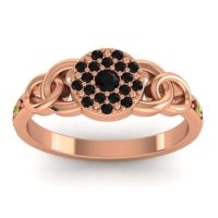 Black Onyx Fashion Ring In 18K Rose Gold With Peridot And Garnet – Mekhala Statement Ring