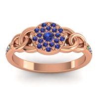 Blue Sapphire Fashion Ring In 14K Rose Gold With Emerald – Mekhala Statement Ring