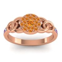 Citrine Fashion Ring In 18K Rose Gold With Amethyst And Swiss Blue Topaz – Mekhala Statement Ring