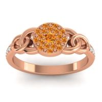 Citrine Fashion Ring In 18K Rose Gold With Lab Diamond And Aquamarine – Mekhala Statement Ring