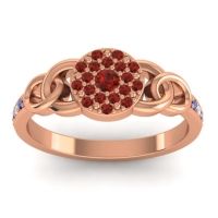 Garnet Fashion Ring In 18K Rose Gold With Lab Diamond And Blue Sapphire – Mekhala Statement Ring