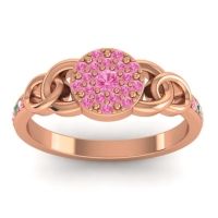 Pink Tourmaline Fashion Ring In 14K Rose Gold With Emerald – Mekhala Statement Ring