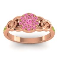 Pink Tourmaline Fashion Ring In 18K Rose Gold With Peridot – Mekhala Statement Ring