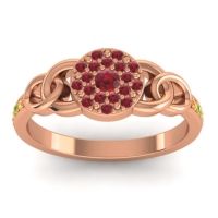 Ruby Fashion Ring In 18K Rose Gold With Peridot And Citrine – Mekhala Statement Ring