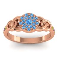 Swiss Blue Topaz Fashion Ring In 18K Rose Gold With Amethyst And Peridot – Mekhala Statement Ring