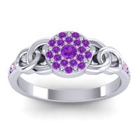 Amethyst Fashion Ring In Palladium With Blue Sapphire And Pink Tourmaline – Mekhala Statement Ring