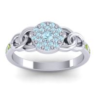 Aquamarine Fashion Ring In Palladium With Diamond And Peridot – Mekhala Statement Ring