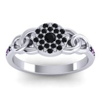 Black Onyx Fashion Ring In 18k White Gold With Amethyst – Mekhala Statement Ring